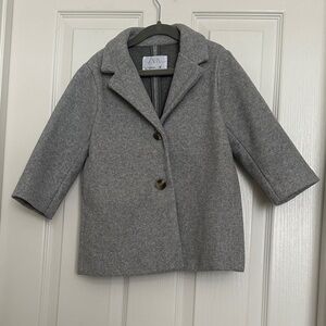 Zara Kids Short Grey Wool-Blend Pea Coat